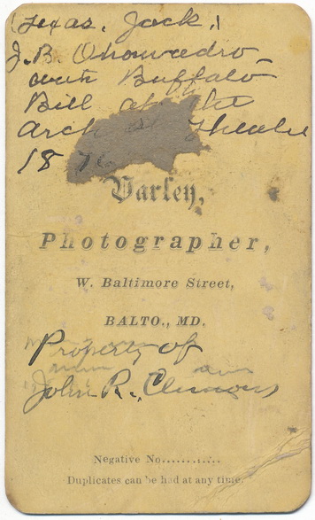 Rare "Texas Jack" Omohundro Cabinet Card - Image 2