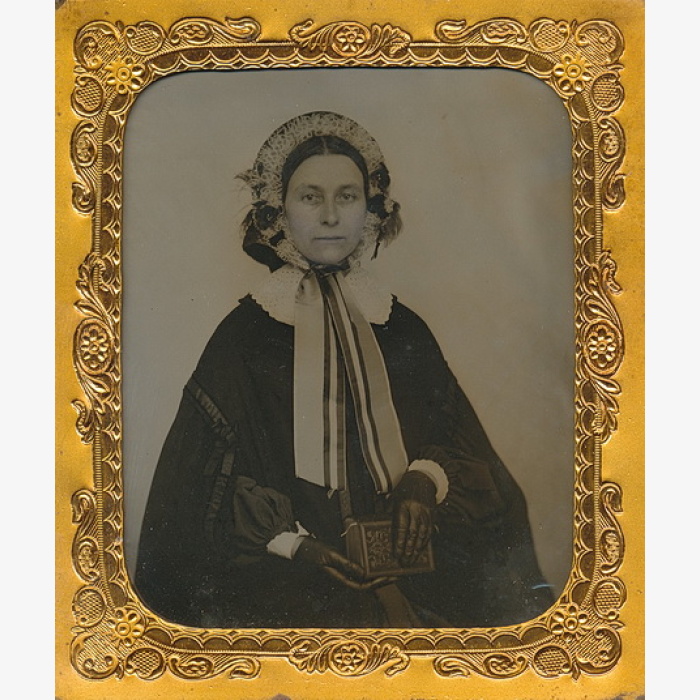 Stunning Middle Aged Woman in Winter Dress Ambrotype