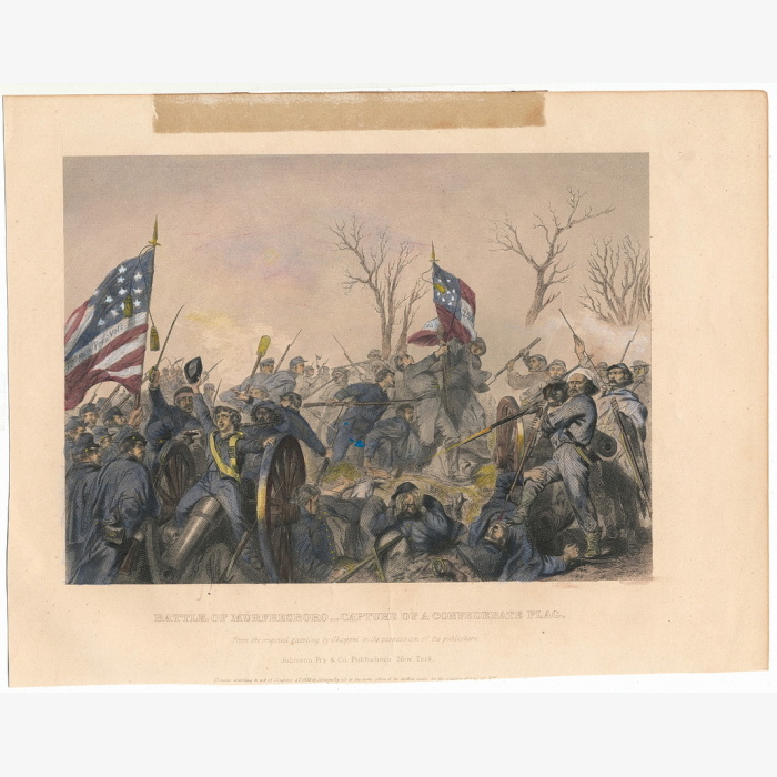 Original 1863 Litho Murfreesboro Battle Print