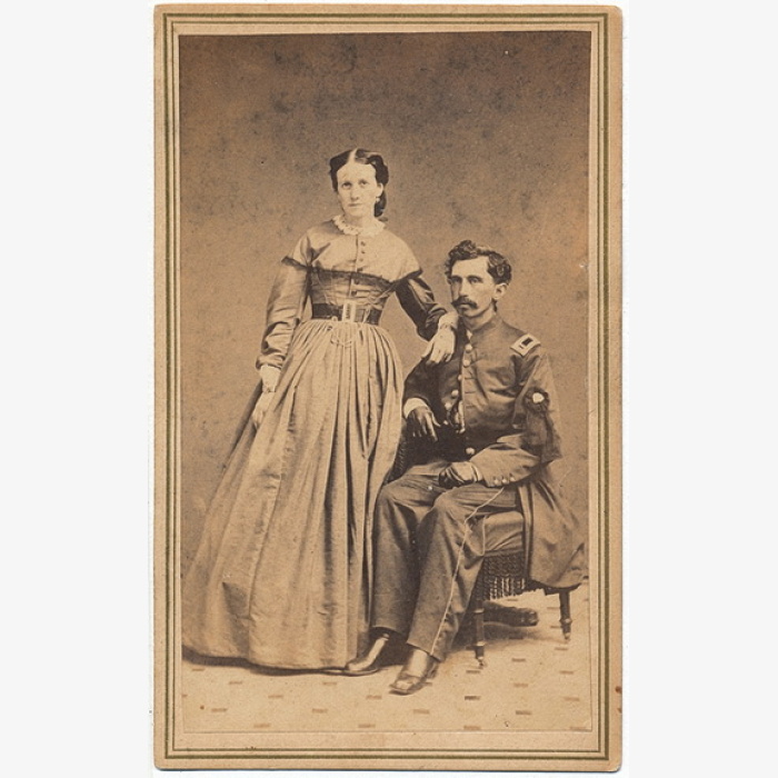 Federal Officer & Wife With Lincoln Mourning Ribbon