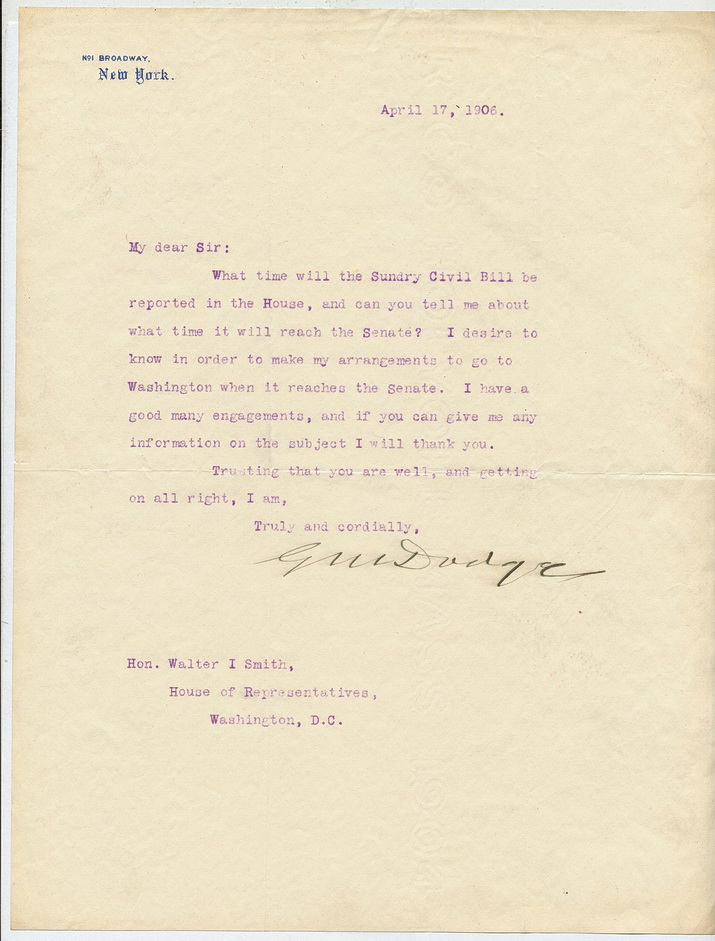 Post-War Political Document Signed by Major General Grenville Dodge