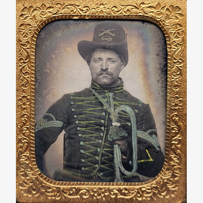 Outstanding Cavalry Bugler Tintype