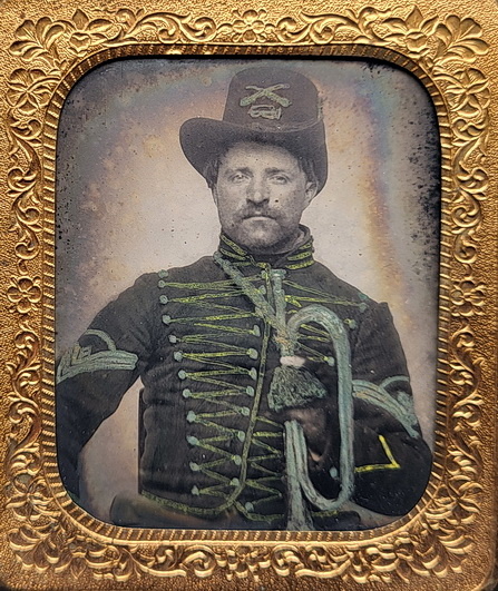 Outstanding Cavalry Bugler Tintype