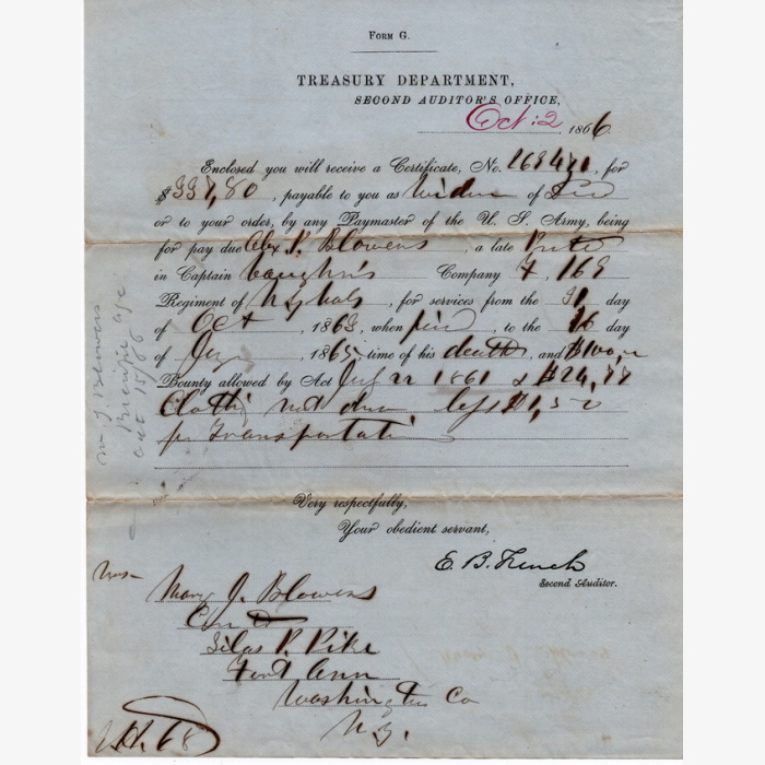 Alexander Blowers 169th New York Infantry KIA Widow's Documents